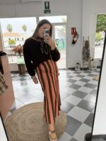 Falda rayas marrón y naranja