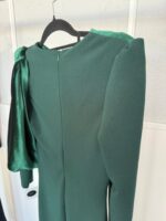 Vestido midi con drapeado de terciopelo – Verde botella / Azul marino - Imagen 3