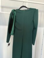 Vestido midi con drapeado de terciopelo – Verde botella / Azul marino - Imagen 5