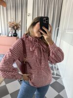 Camisa cuadros cuello rizado