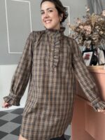 Vestido cuadros cuello - Imagen 5