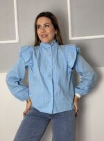 Camisa azul jaretas - Imagen 2