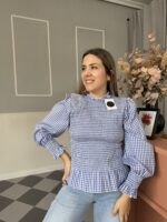 Blusa fruncida vichy - Imagen 2