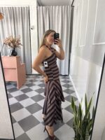 Vestido rayas marrón y negro - Imagen 2