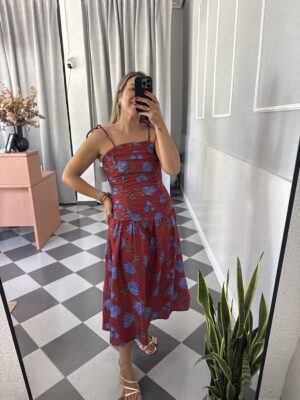 Vestido flores fruncido