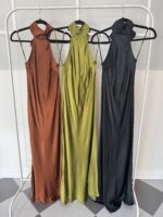 Vestido satinado cuello halter - Imagen 6